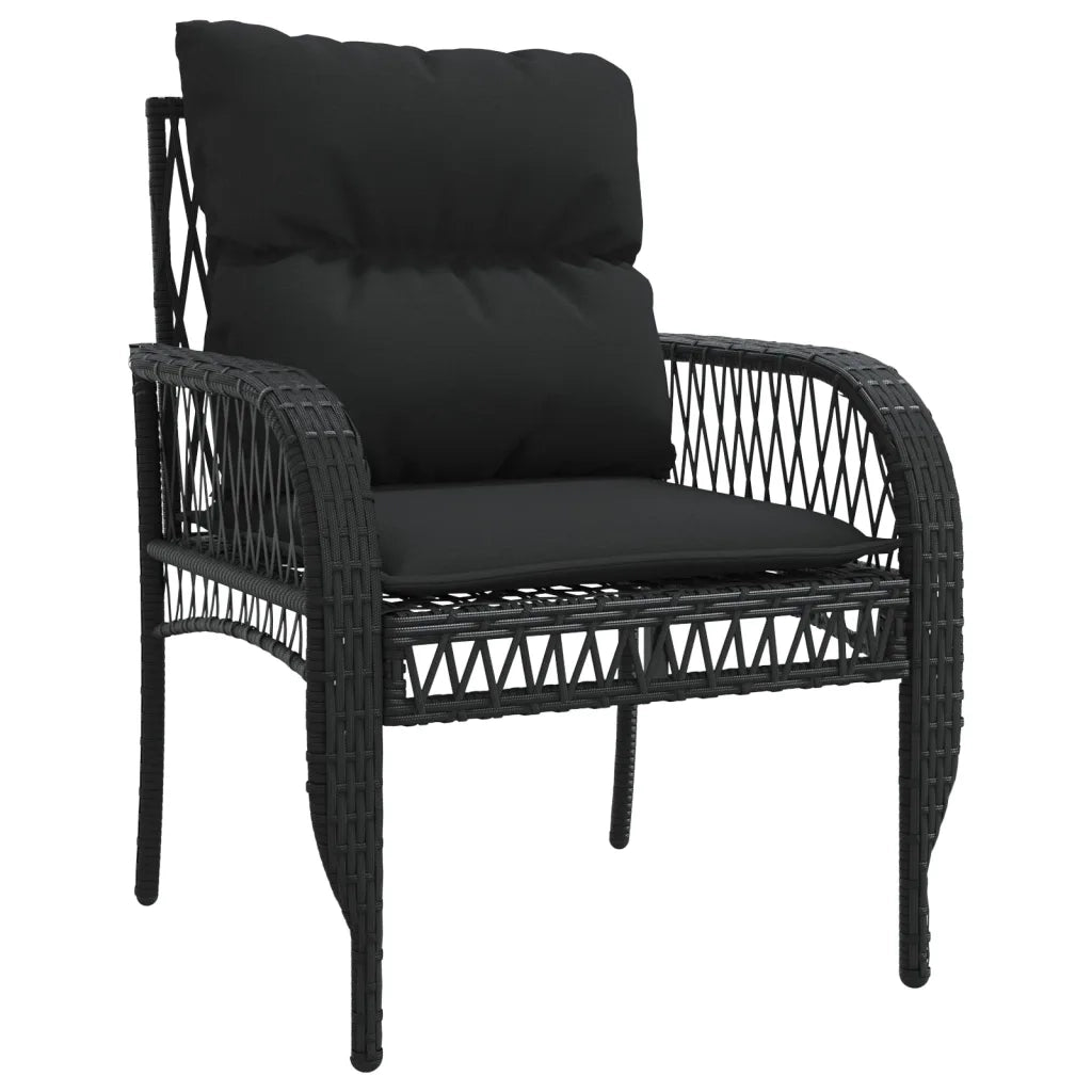 Set Divani da Giardino 4 pz | Set Salotto da Giardino con Cuscini Nero in Polyrattan
