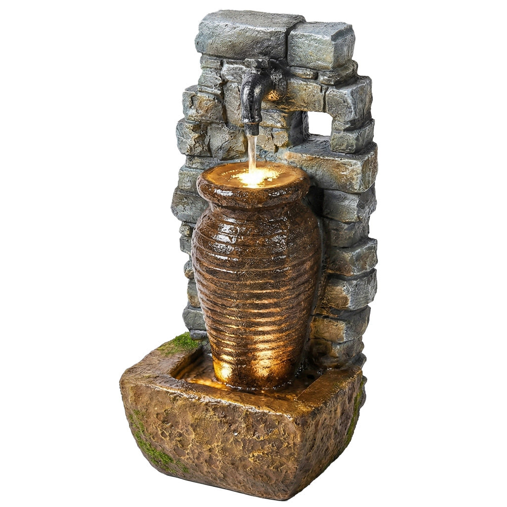 Fontana da Giardino con Flusso Regolabile e Parete Rocciosa Rustica ¨C Zephmum ¨C Design a Brocca