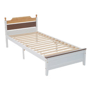 Letto Singolo 90×200 cm; 1 Posto con Testiera e Pediera a Contrasto; senza Materasso; Legno e MDF