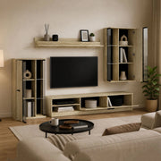 Mobile Soggiorno Limose, Parete Attrezzata Modulabile, Marrone Rovere
