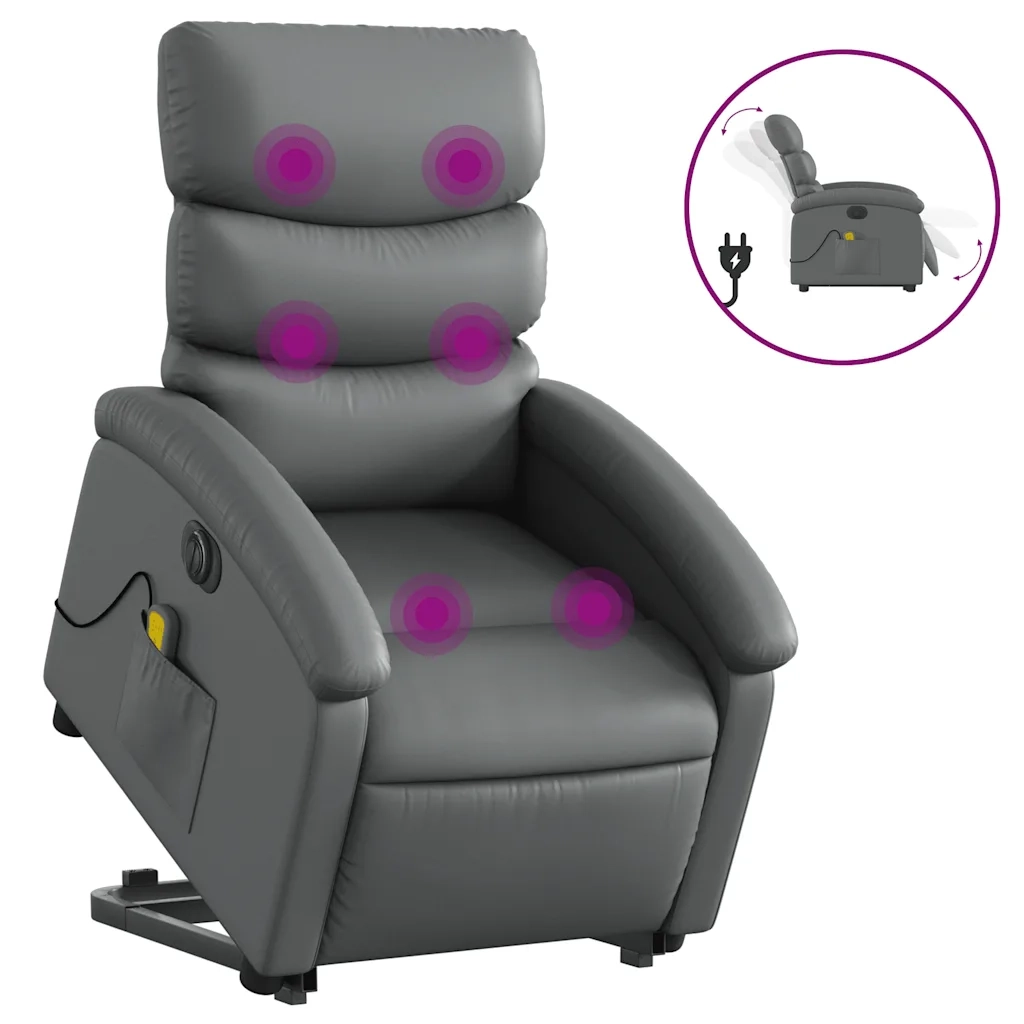 Poltrona Alzapersona Elettrica Reclinabile Grigio in Similpelle 3204064