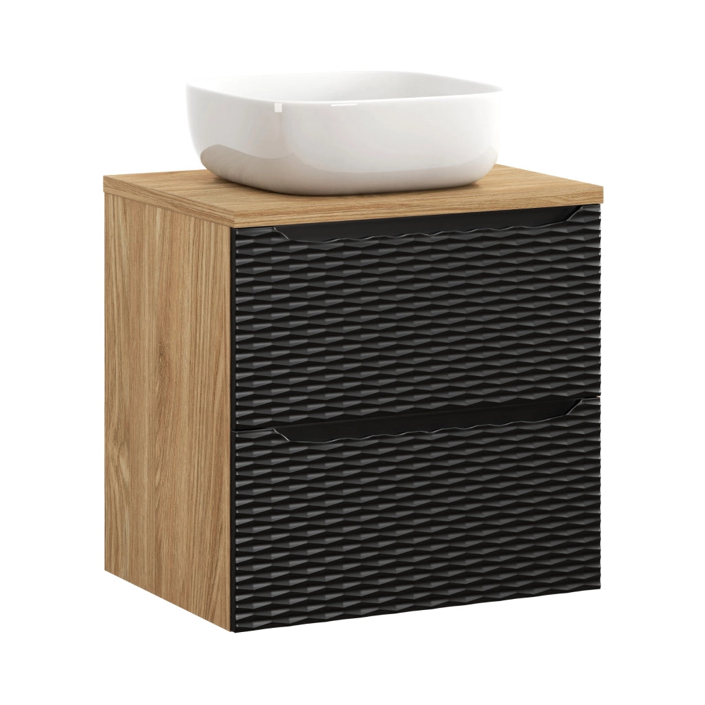 Set mobili bagno 60 cm con piano e lavabo da appoggio Smile Ocean Black 60 x 1401 x 46 cm