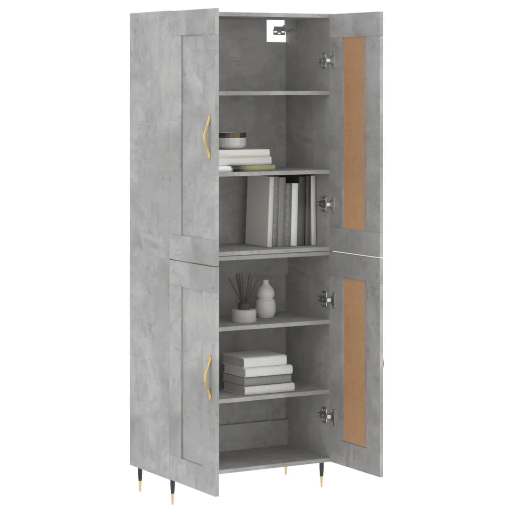 Credenza-Buffet-Armadio da cucina Grigio Cemento 69,5x34x180 cm in Legno Multistrato 604737