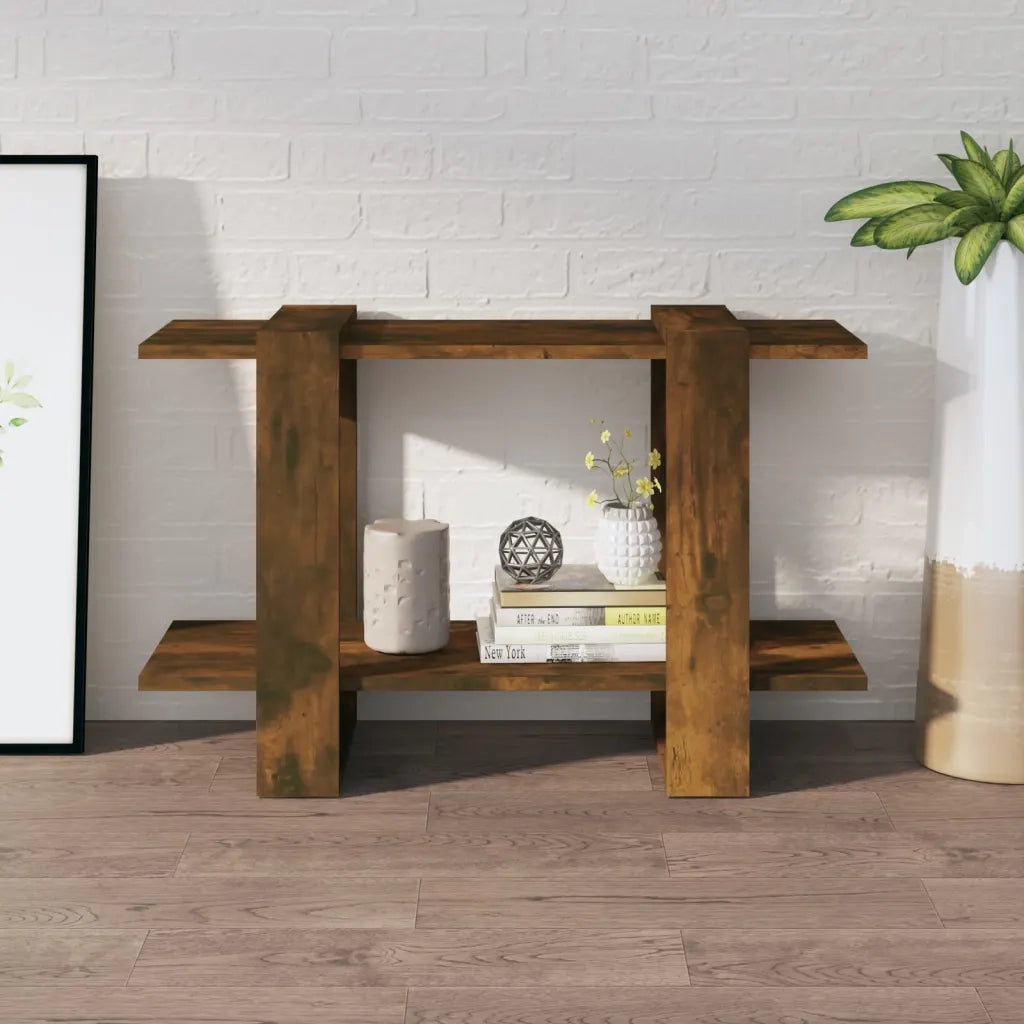 Libreria Divisorio-Scaffale per Libri-Mobile di Stoccaggio Rovere Fumo 80x30x51 cm