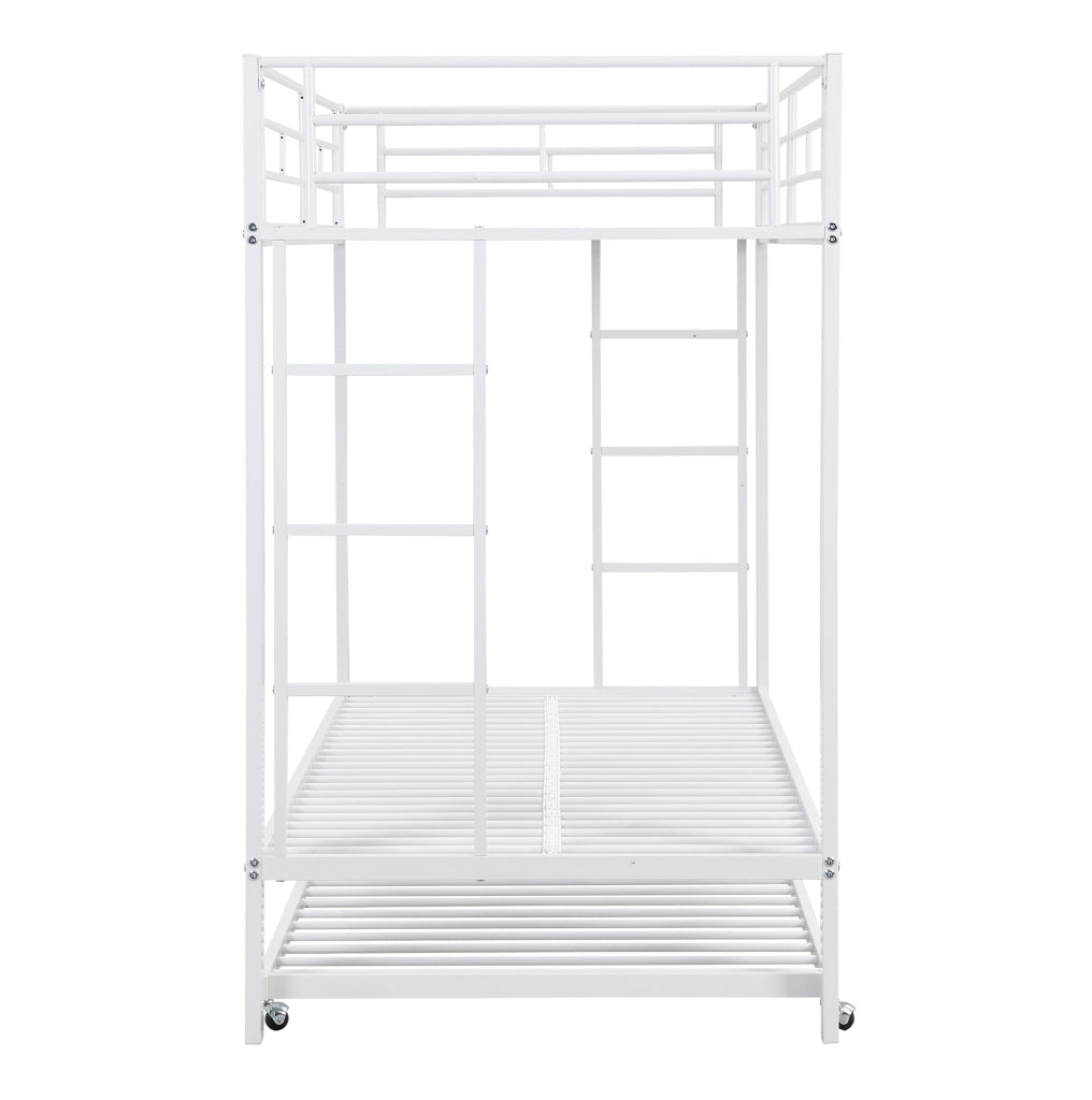 Letto a castello 90x200 cm in metallo bianco con letto estraibile
