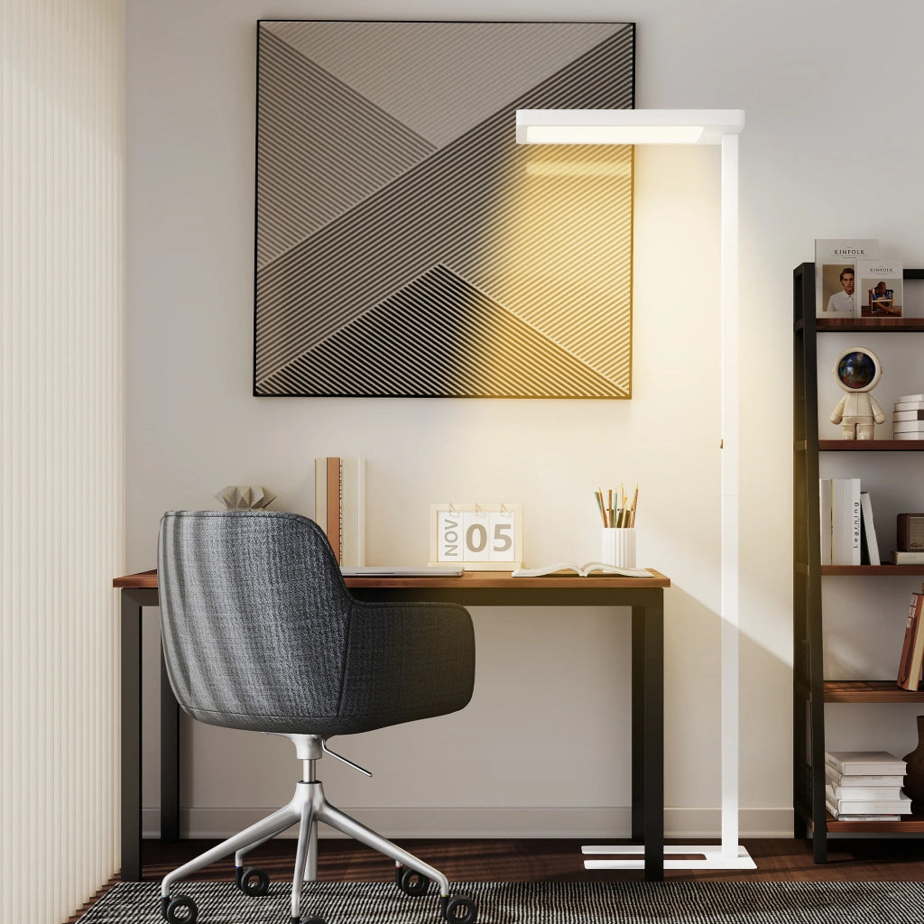 Lampada da terra LED ¨C zephmum ¨C Bianco, metallo, plastica