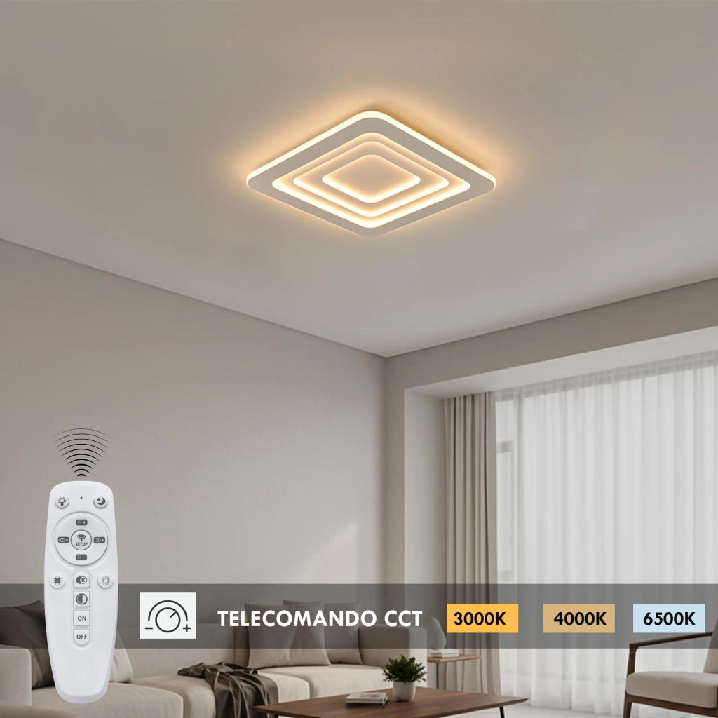 Plafoniera moderna LED 64W design geometrico lampada BLUETOOTH 3 step luce camera da letto ufficio con telecomando