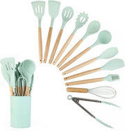 Set di accessori da cucina in silicone - Set di accessori da cucina - Senza BPA - Sospeso - Set di accessori da cucina con supporto - Qualità robusta - Resistente al calore - In silicone - Accessori da cucina
