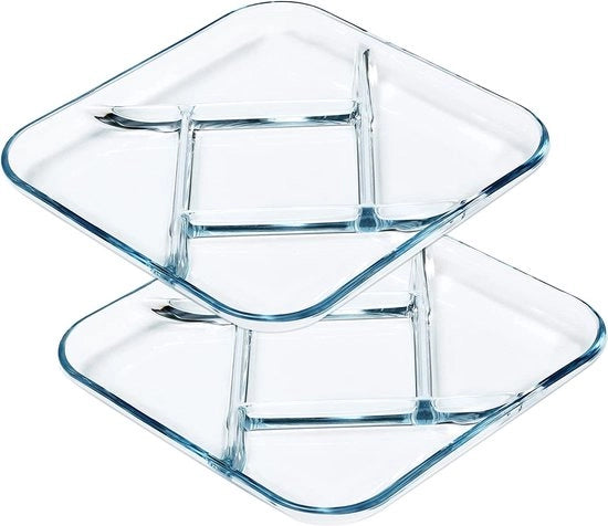 Piastre di vetro, piastre per porzioni per adulti, piastre per controllo porzioni per dimagrimento (23 cm quadrato)