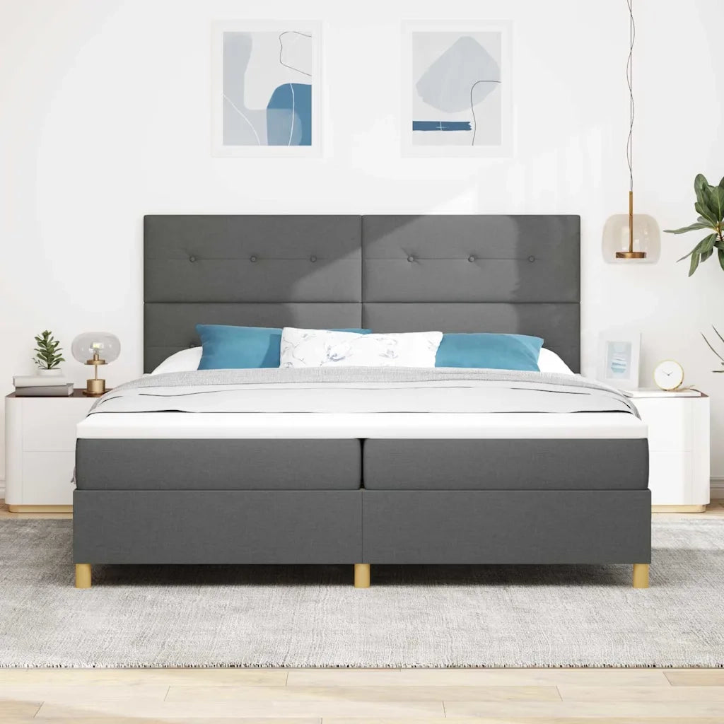 Letto a molle con materasso Grigio scuro 200 x 200 cm Tessuto 3339645