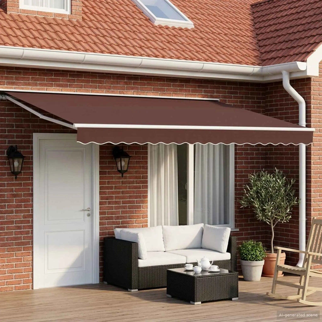 Tettuccio Elettrico Retrattile Marrone e bianco 5 x 3 m 3421433