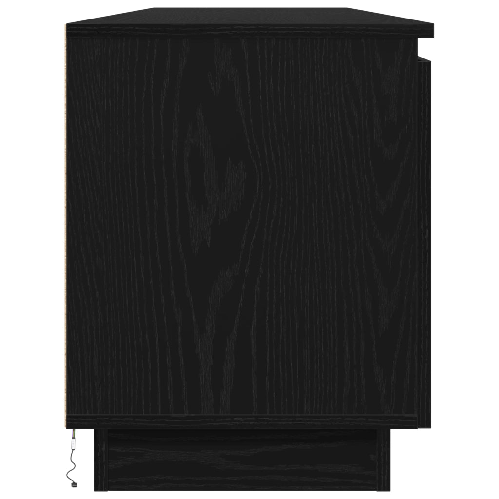 Mobile TV  con LED Nero Rovere 180x38x49 cm Legno ingegnerizzato