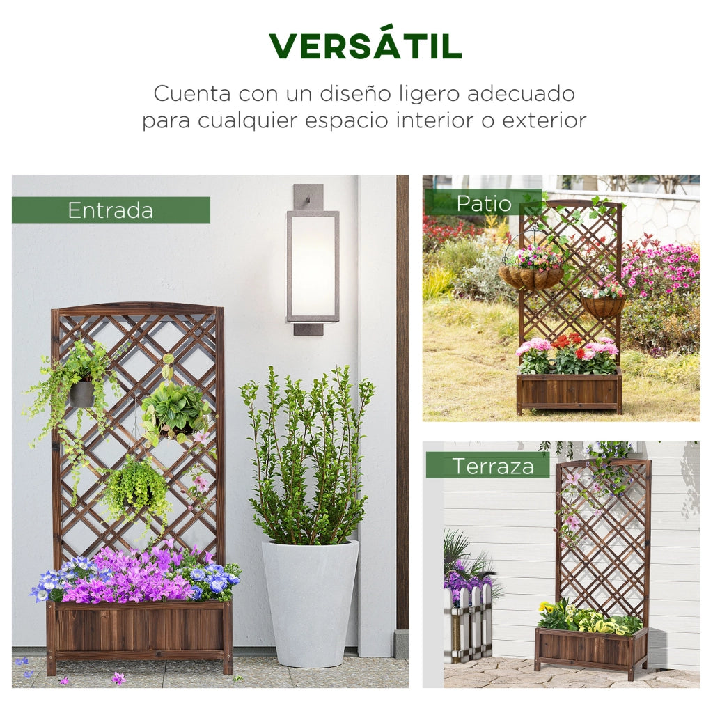 Jardinera con Celos¨ªa di Legno per Piante Rampicanti ¨C Zephmum ¨C 60x30x122,5 cm Marrone