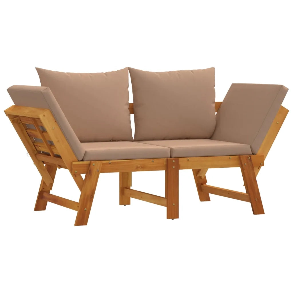 Panchina da Giardino | Panca da Giardino con Cuscini 2-in-1 in Legno di Acacia