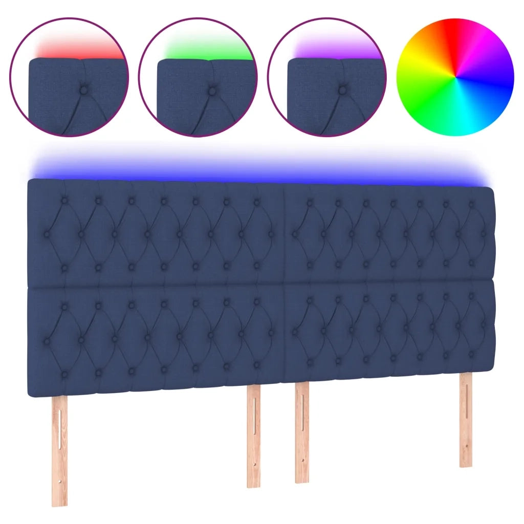 Testiera | Testata a LED Blu 180x7x118/128 cm in Tessuto
