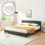 Letto Matrimoniale Albacete con Testiera Alta e Materasso 160x200 cm Similpelle Nero Corium