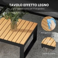 Salotto da Giardino con Divano da Esterno, 2 Poltrone e Tavolino in Alluminio, Grigio