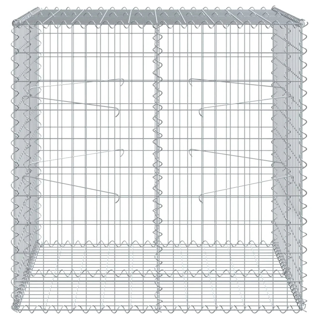 Gabbione recinto a gabbia muro di contenimento con coperchio 100 x 100 x 100 cm ferro zincato argento 02_0040104