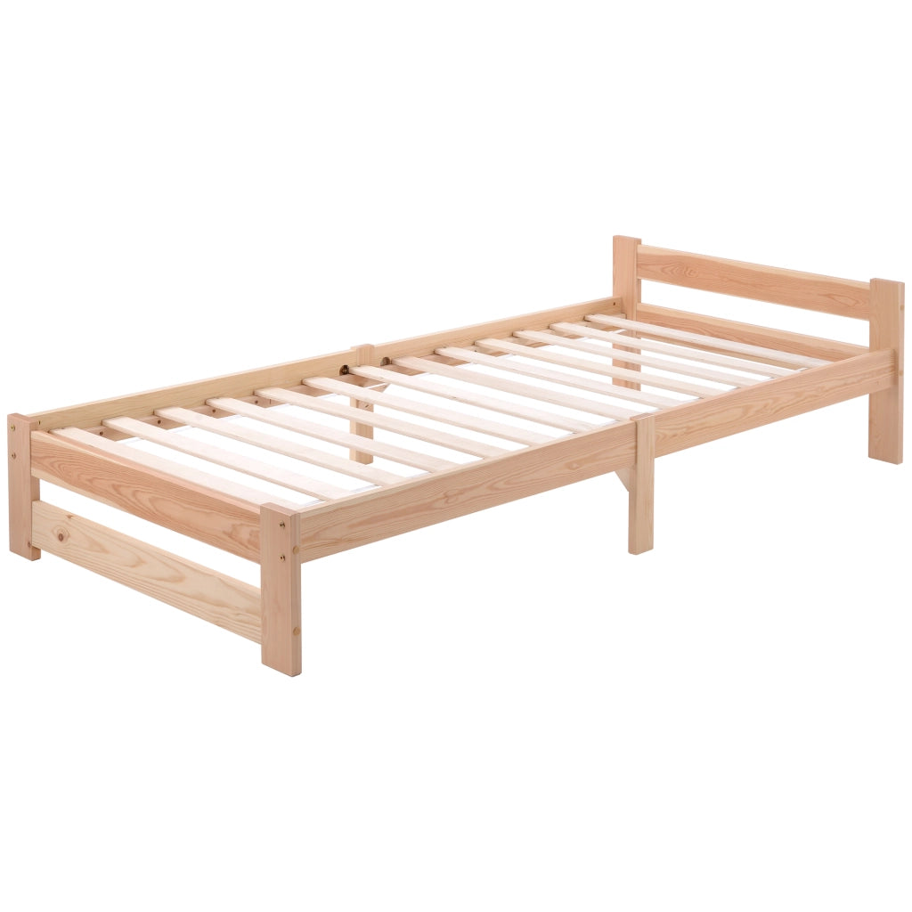Letto in Legno Massello con Testiera e Doghe ¨C MINIMAL ¨C 90x200 Naturale