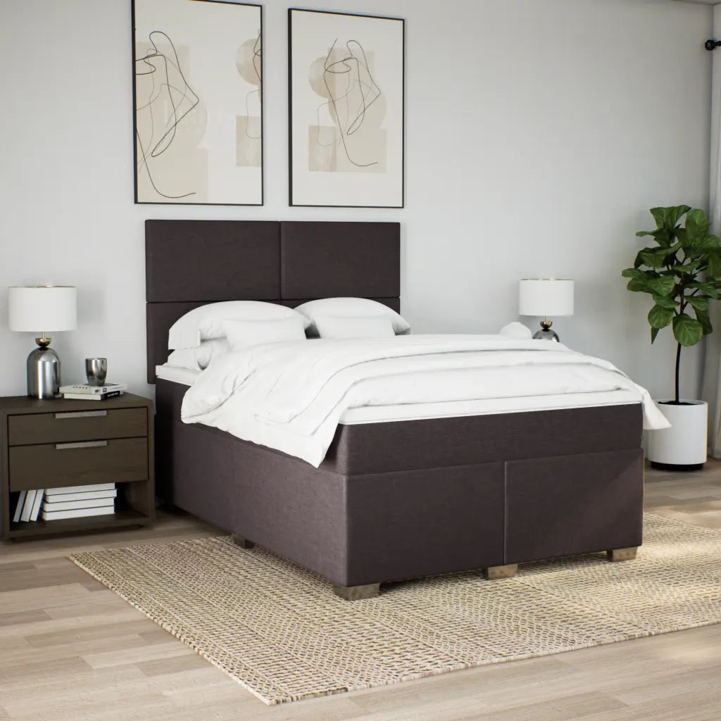 Giroletto a Molle con Materasso Marrone Scuro 140x200cm Tessuto