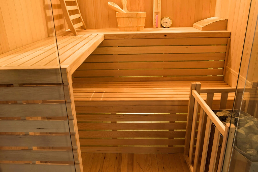Sauna Finlandese ad Infrarossi 4 Posti 150x150 cm H200 in Legno di Abete Sense 4