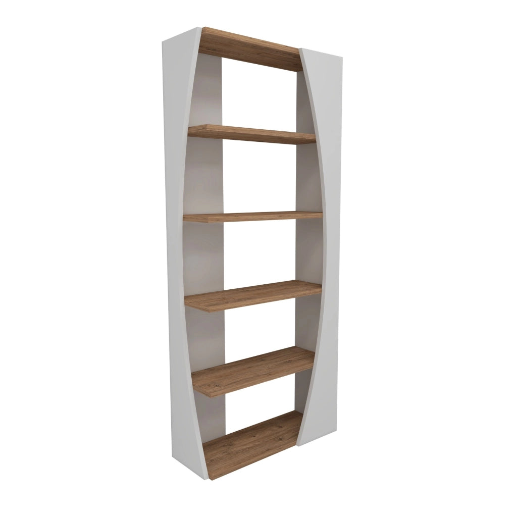 Libreria in legno "Selge" - 63 x 23 x 150 cm - Pino Atlantico Bianco
