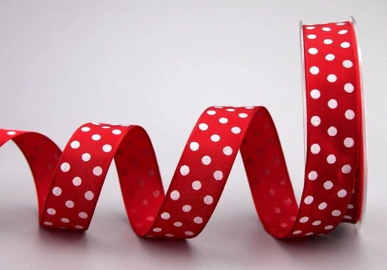 Nastro decorativo a strisce rosse e bianche - 20 metri x 25 mm - Cadeaulint - Nastro di corda - Punti polka - Nastro di festa per bambini - Nastro di festa per primavera
