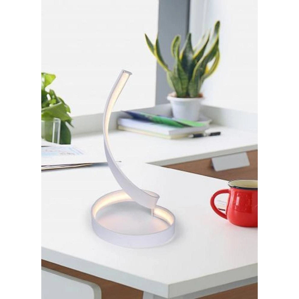 Trade Shop - Lampada Da Tavolo Led Moderna A Spirale Curva 12watt Luce Da Comodino Bianca D05 - -bianco Naturale      -