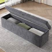 Ottomana contenitore in velluto grigio 138x41x42 cm