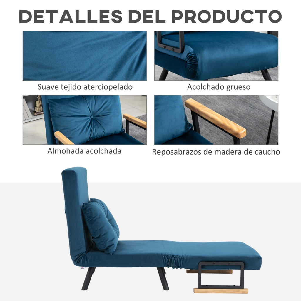 Letto Singolo Pieghevole Convertibile 4 in 1 ¨C zephmum ¨C Blu 63x73x81 cm