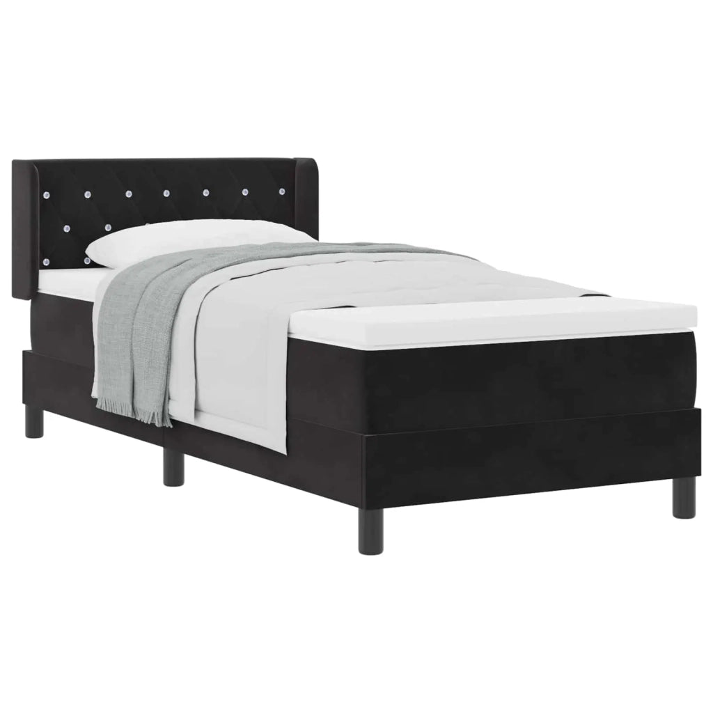 Letto a molle con testiera Nero 200 x 90 cm Velluto 3341398