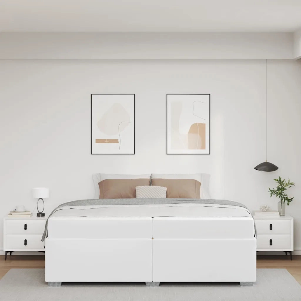 Struttura del letto con materasso Bianco 200 x 200 cm Tessuto 3399251
