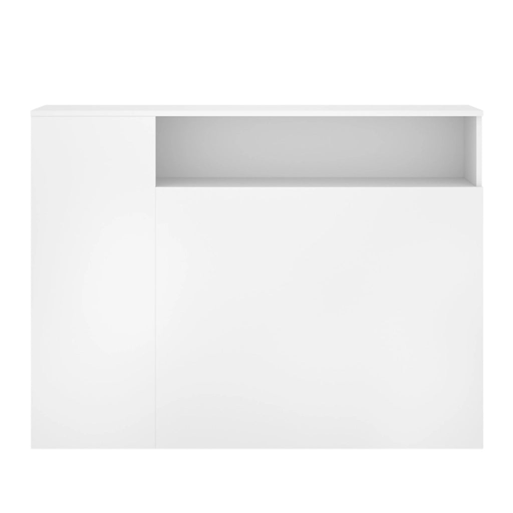 Lander, Testiera Letto con Vani Libreria, 23x127 cm Bianco