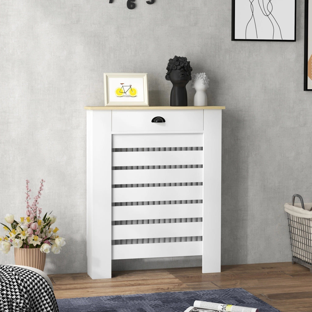 Copriradiatore con 2 cassetti in legno ¨C zephmum ¨C bianco 78x19x95.5 cm