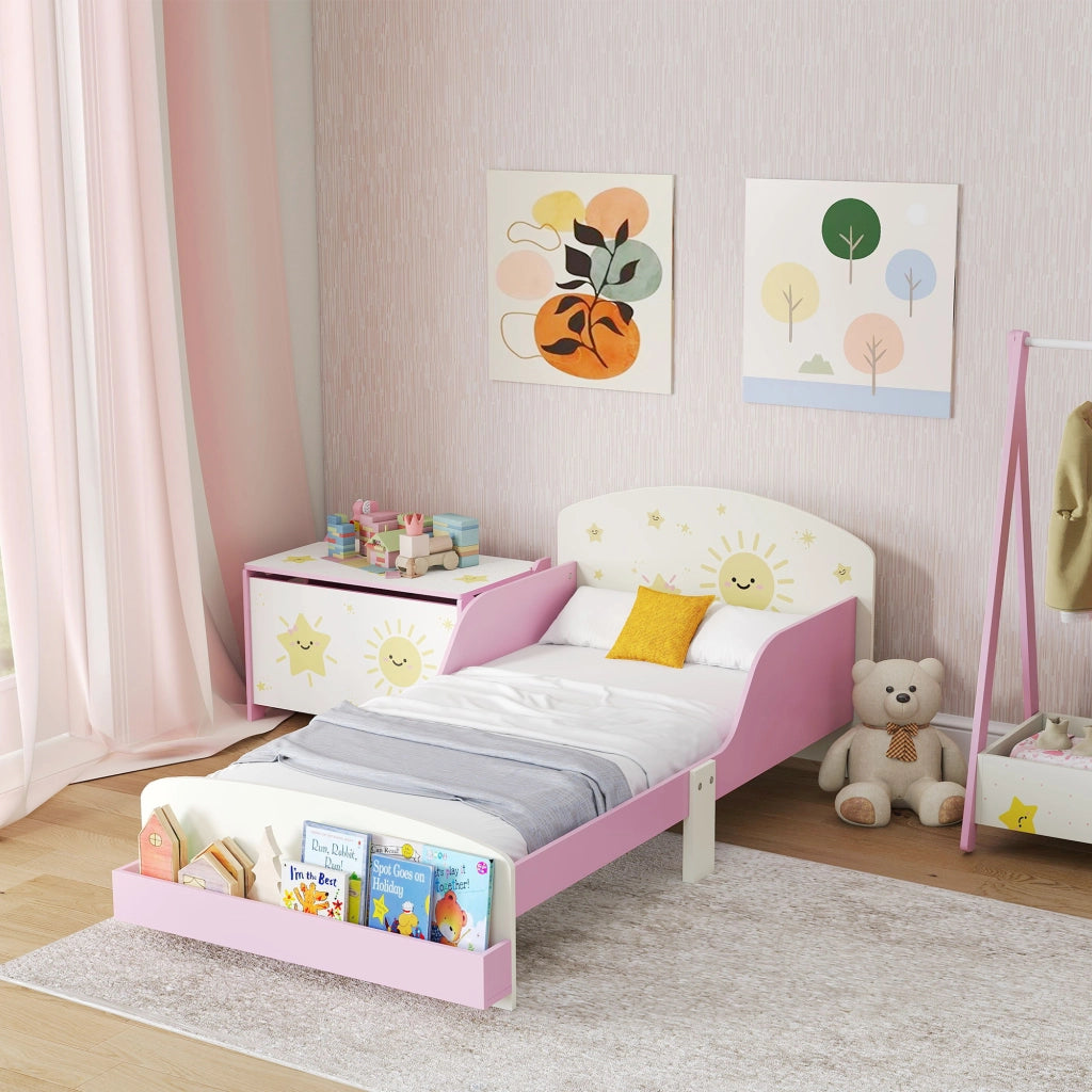 Letto a soppalco contenitore per bambini ¨C Zephmum ¨C Rosa 70x140 cm con stelle