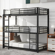 Letto a castello triplo in metallo 90x200 cm; nero