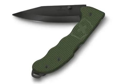 Victorinox 0.9425.DS24 Evoke BSH Alox Coltello Pieghevole 4 Funzioni Lama 10 cm con Perno per Pollice e Clip Rimovibile colore Verde Oliva