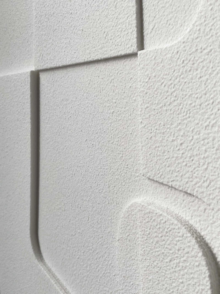 Quadro Hispanohogar in resina 3D con texture figure bianco 90x60x4