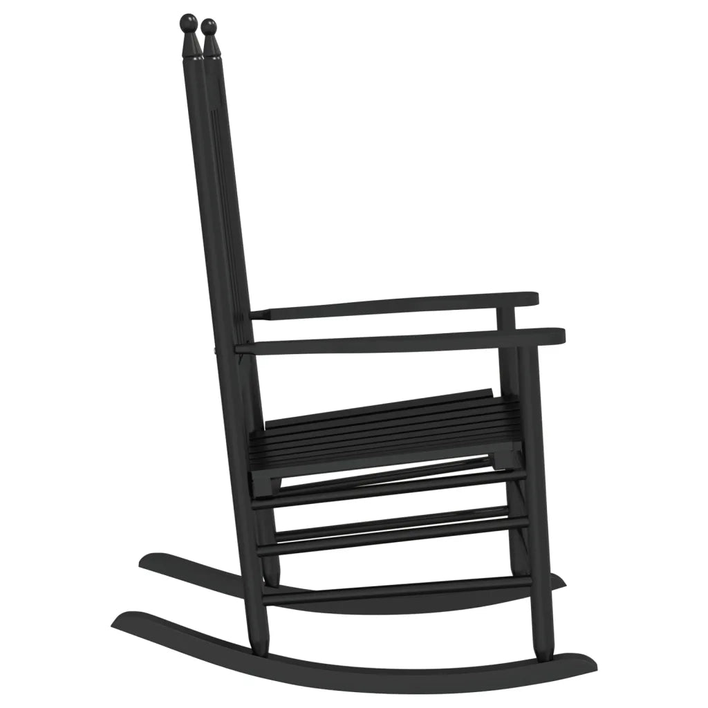 Sedie a Dondolo Sedute Curve 2 pz Nere Legno Massello Pioppo 3281586