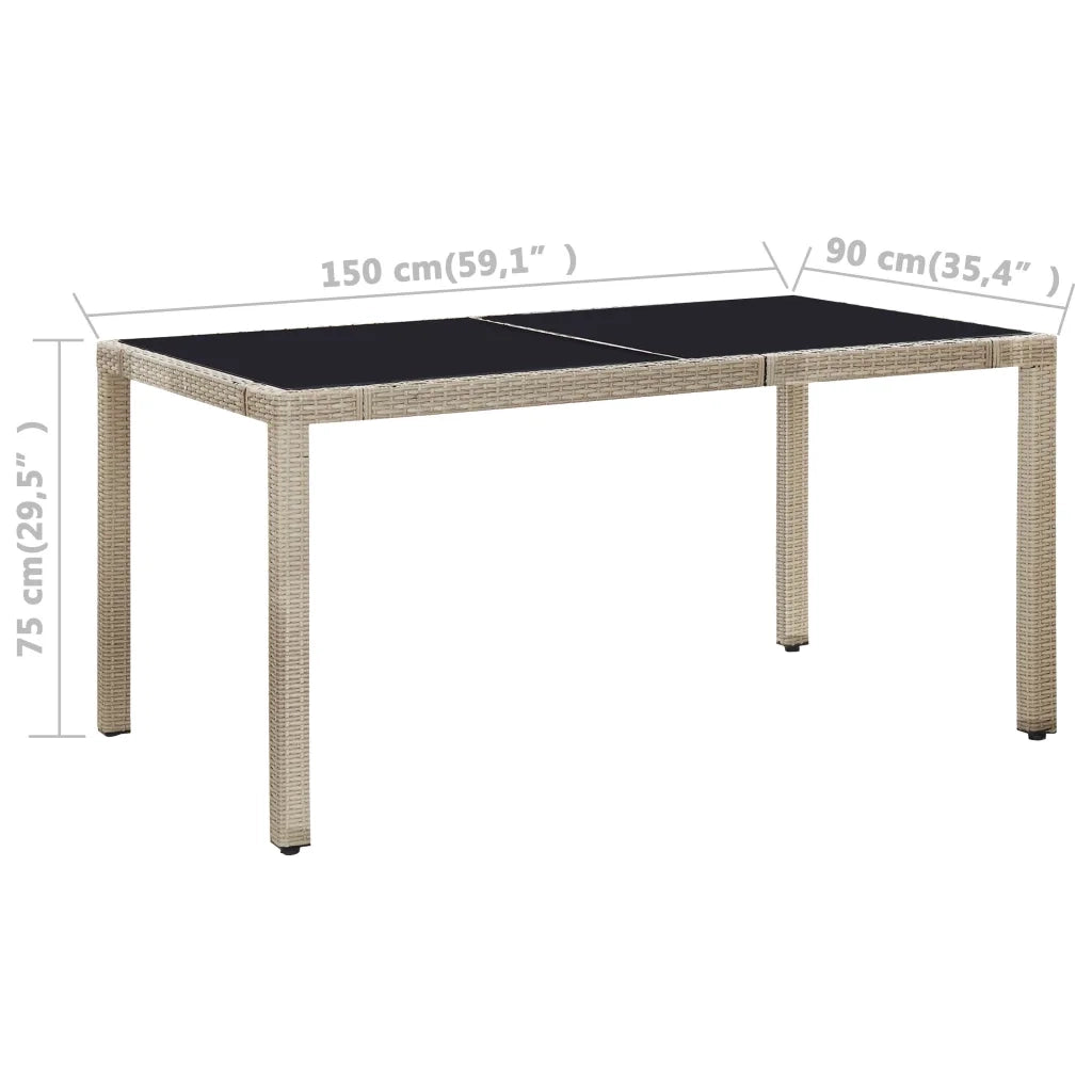 Set da Pranzo da Giardino 7 pz con Cuscini in Polyrattan Beige 46040