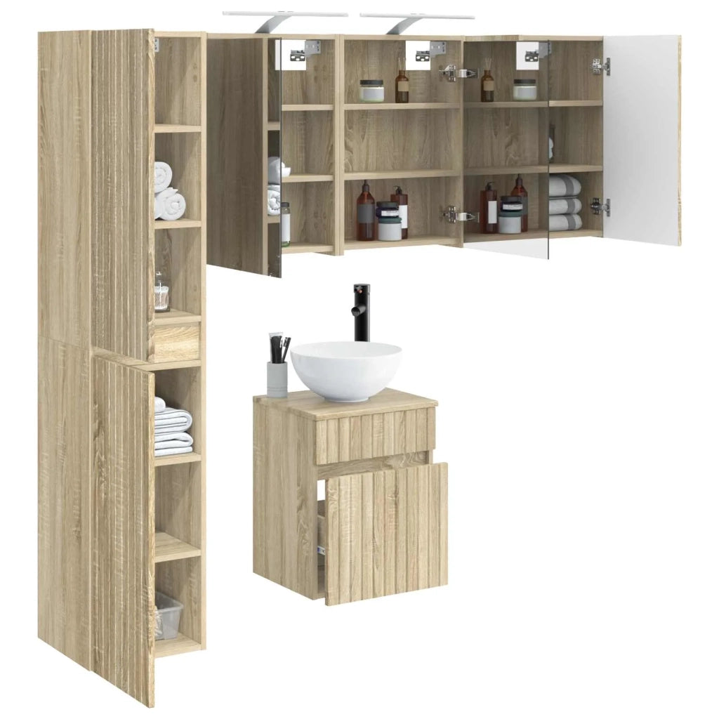 Set di Armadi da Bagno 5 pcs Rovere Sonoma 43 x 16 x 62,5 cm 3407345