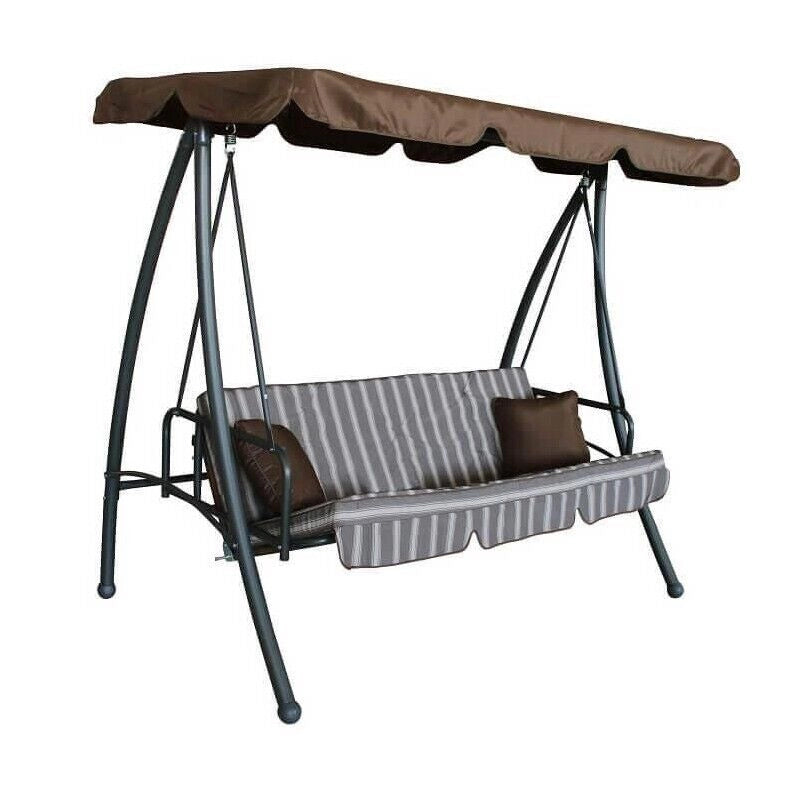 DONDOLO ANTIGUA CON CUSCINI STRUTTURA DI ACCIAIO E TELO MARRONE 208 X116XH168 CM