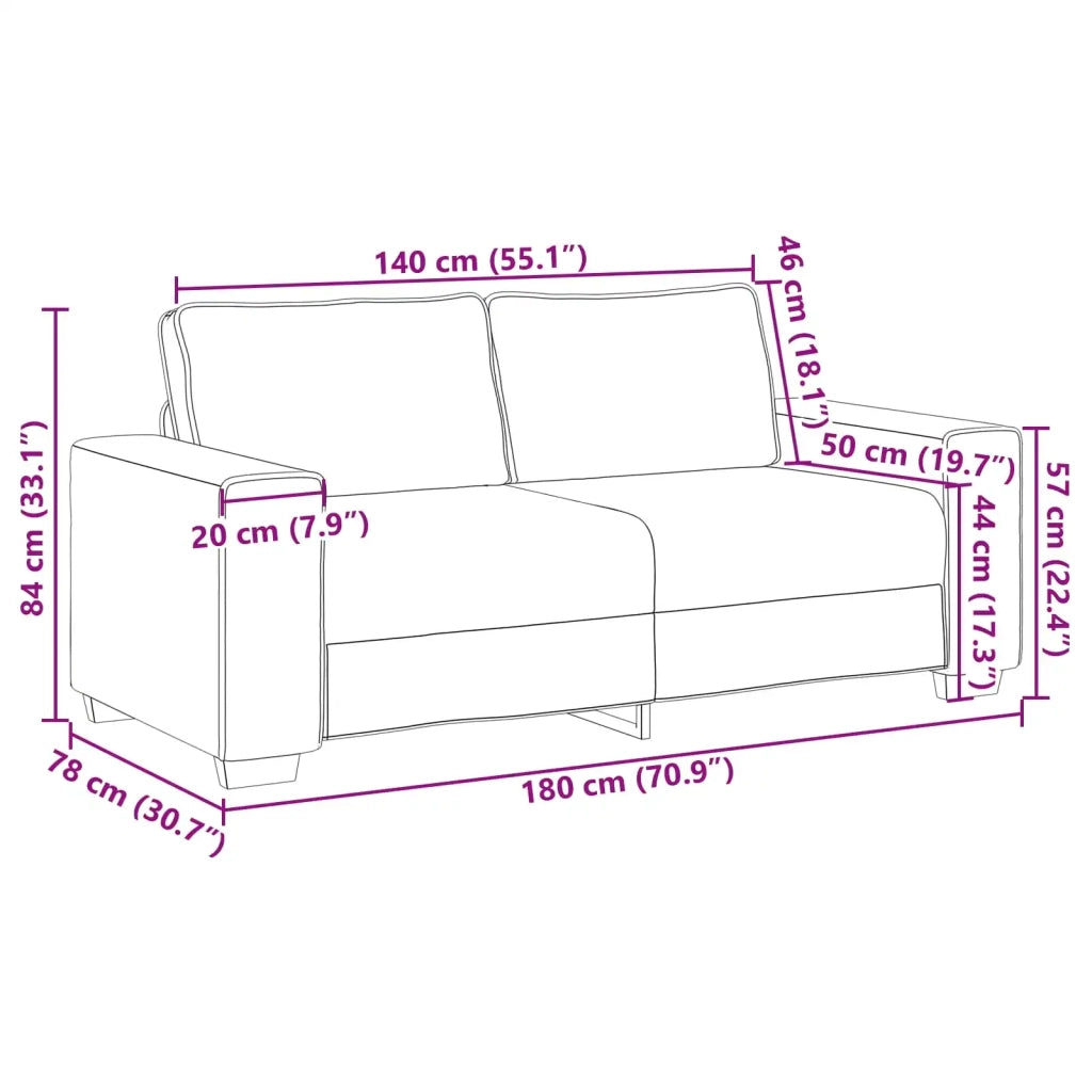 Divano | Divano da soggiorno | Sofa a due posti Crema 180 cm Pelle Sintetica