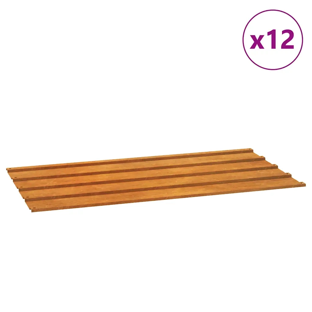 Pannelli per Tetti 12 pz Ruggine 80x44 cm in Acciaio Corten