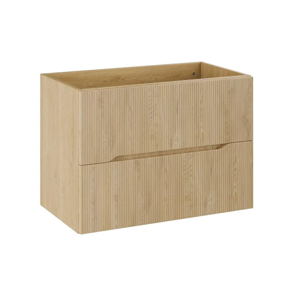 Mobile sottolavabo NATURA – 2 cassetti – Rovere chiaro – L80 × P45 × H57 cm – Da appendere