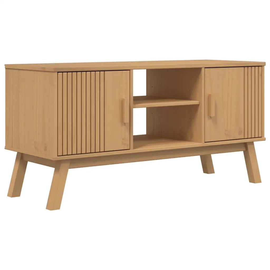 Mobile TV-Credenza per TV-Console TV OLDEN Marrone 114x43x57 cm in Legno Massello di Pino