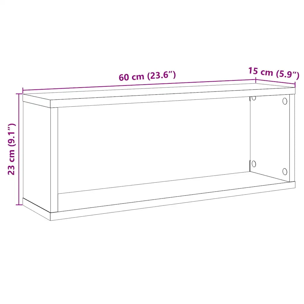 Mensole a Cubo Muro 4 pz Legno Antico 60x15x23 cm in Truciolato 856587