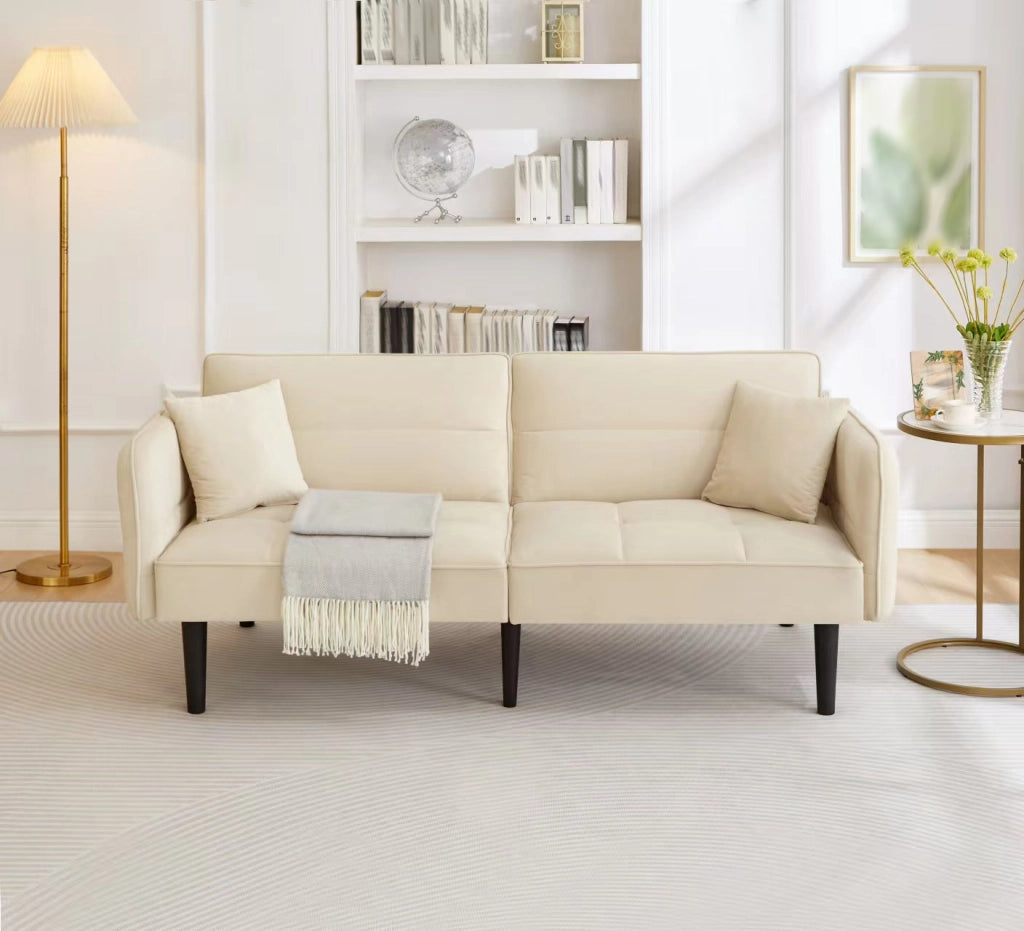 Divano Letto 2 Posti ¨C MINIMAL ¨C Velluto, Braccioli Ribaltabili, Reclinabile