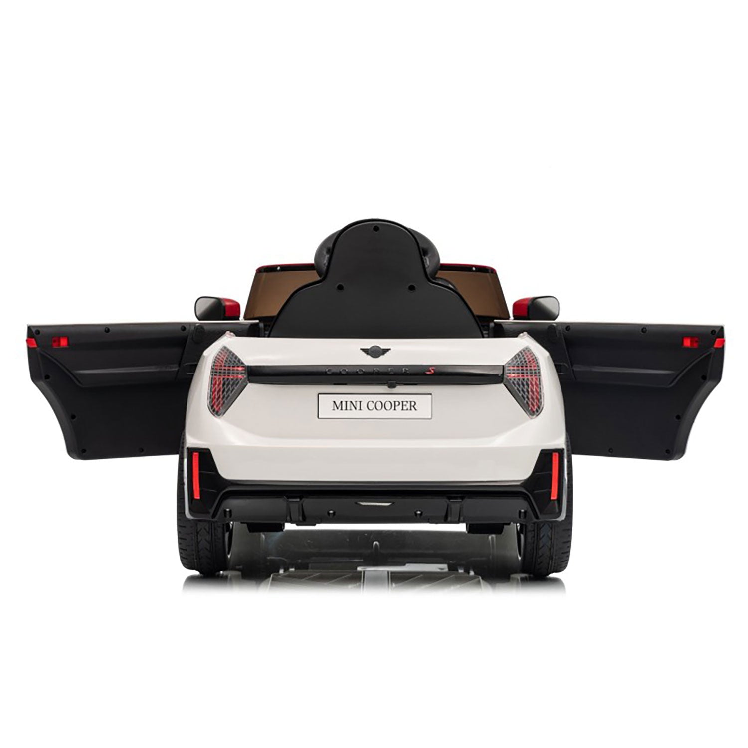 Macchina Elettrica per Bambini Licenza Ufficiale Mini Cooper S Cabrio 12V Sedili in Pelle e Telecomando Bianco