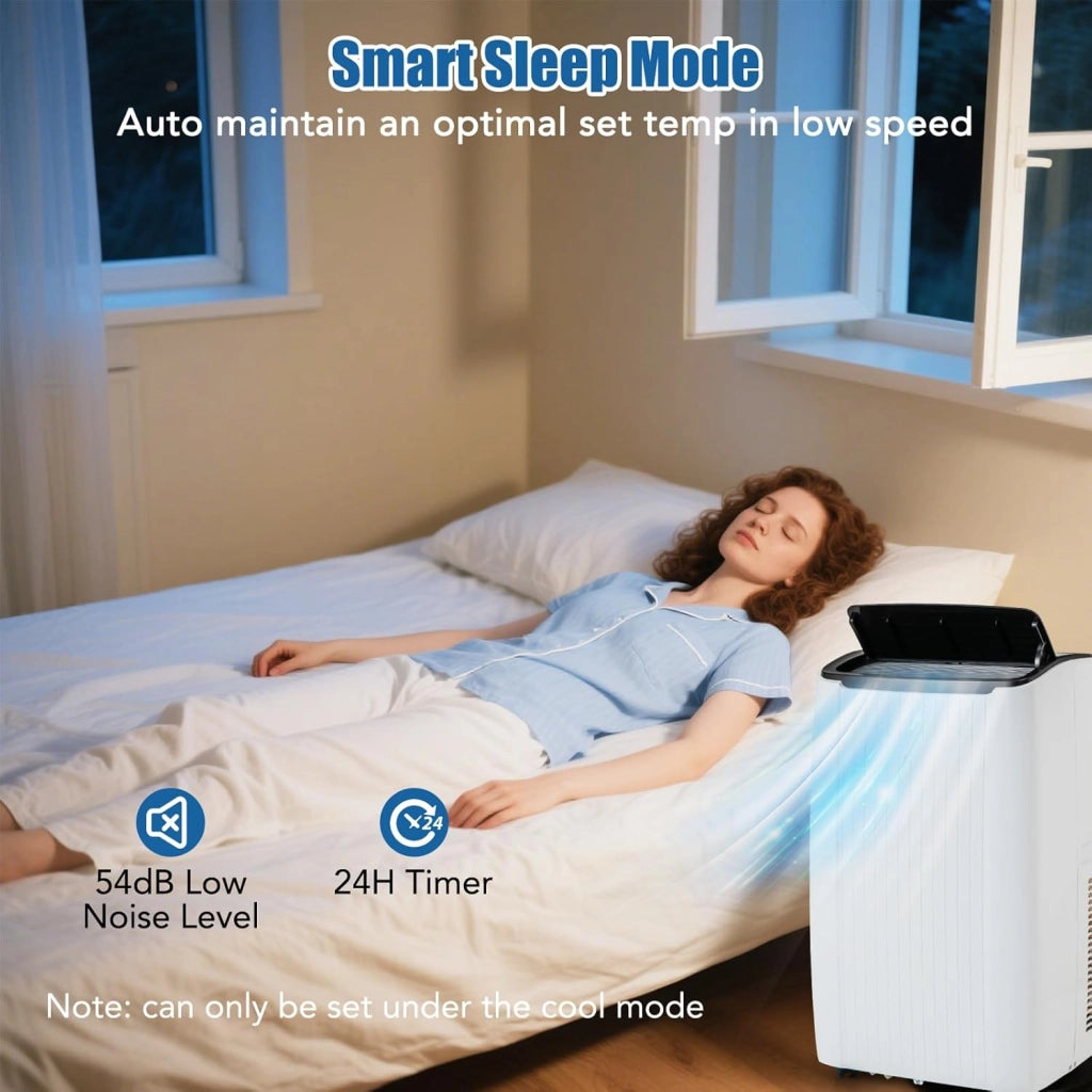 Condizionatore Portatile 12000 BTU, Climatizzatore 4 in 1 Raffreddamento & Deumidificazione & Ventilatore & Riscaldamento, 3 Modalità di Controllo, Timer 0-24H Risparmio Energetico (12000BTU)